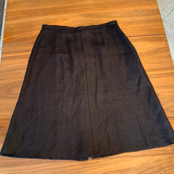 Talbots Classic Black A-Line Skirt, irish linen, button up front,  sz 10, EUC - Picture 3 of 16